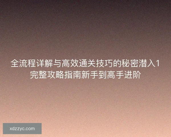 全流程详解与高效通关技巧的秘密潜入1完整攻略指南新手到高手进阶