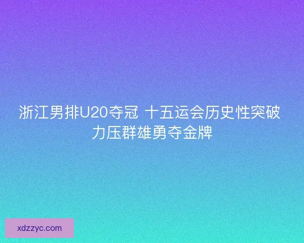 浙江男排U20夺冠 十五运会历史性突破 力压群雄勇夺金牌